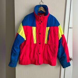 Vintage Retro 80s 90s Style Herman’s Color Block Ski Jacket Coat Nylon Size L
